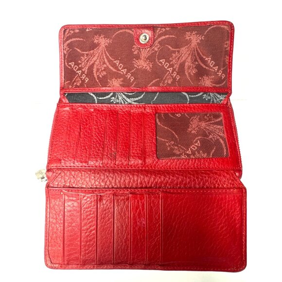 Vintage Red Leather Wallet With Zip Closure - Picture 9 of 13
